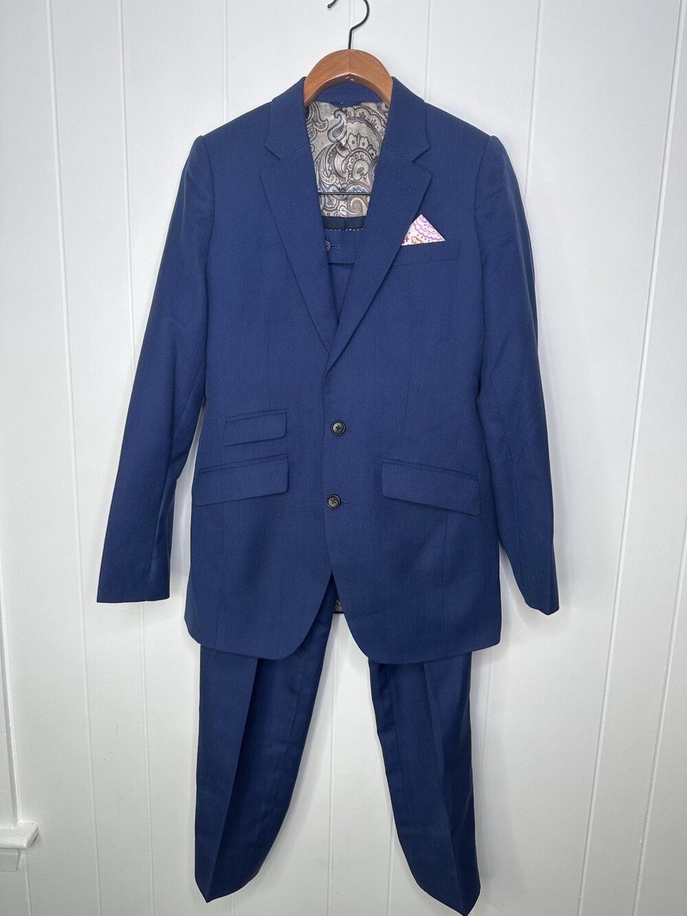 Bindle & Keep Custom Bespoke Wool Navy SUIT - Unisex XS-S Birdseye LGBTQ Wedding